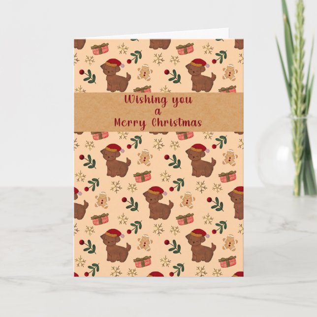 Tarjeta de Navidad de Pan de Jengibre Santa Cachor (Anverso)