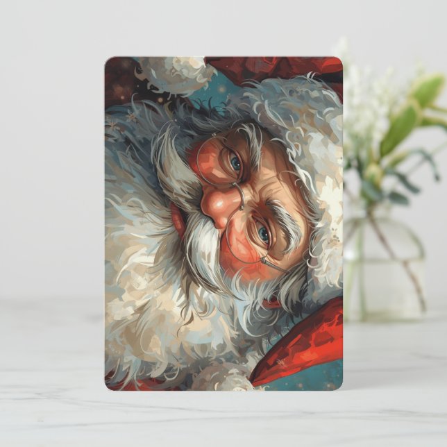 tarjeta de Navidad de Papá Noel (Anverso de pie)