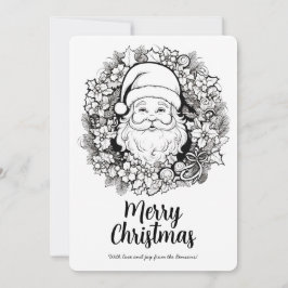 Tarjeta de Navidad de Papá Noel con Corona de Navi