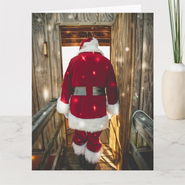 TARJETA DE NAVIDAD DE PAPÁ NOEL DIVERTIDO VUELVE P (Anverso)