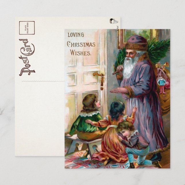 Tarjeta de Navidad de Papá Noel espeluznante victo (Anverso / Reverso)