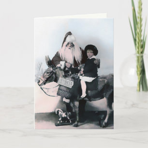 Tarjeta de Navidad de Papá Noel espeluznante vinta