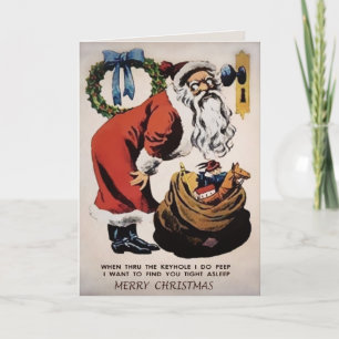Tarjeta de Navidad de Papá Noel espía espeluznante