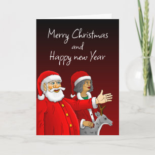 Tarjeta de Navidad de Papá Noel, la Sra. Claus y R