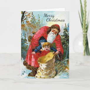 Tarjeta de Navidad de Papá Noel Malo Vintage