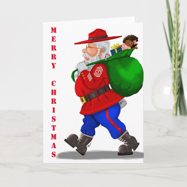 Tarjeta de Navidad de Papá Noel Militar (Anverso)