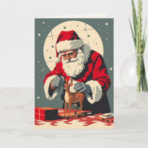 Tarjeta de Navidad de Papá Noel Miniaturista Vinta
