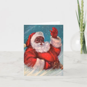 Tarjeta de Navidad de Papá Noel Negro