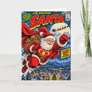 Tarjeta de Navidad de Papá Noel Superhéroe | Libro