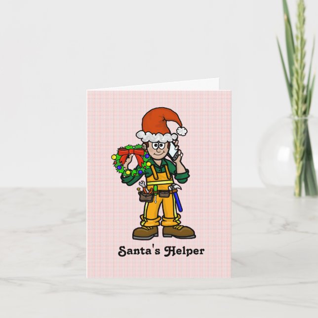 Tarjeta de Navidad de Papá Noel Trabajador de la C (Anverso)