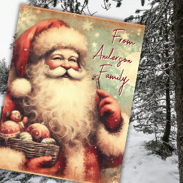 Tarjeta de Navidad de Papá Noel Vintage