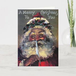 Tarjeta de Navidad de Papá Noel Vintage