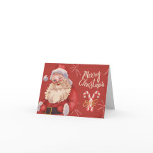 Tarjeta de Navidad de Papá Noel Vintage 4x6 – Dobl