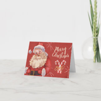 Tarjeta de Navidad de Papá Noel Vintage 4x6 – Dobl