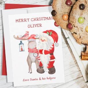 Tarjeta de Navidad de Papá Noel y Ayudantes Editab