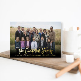 Tarjeta de Navidad de papel de aluminio de alegría