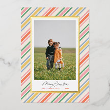 Tarjeta de Navidad de Papel de Estaño con Rayas Co