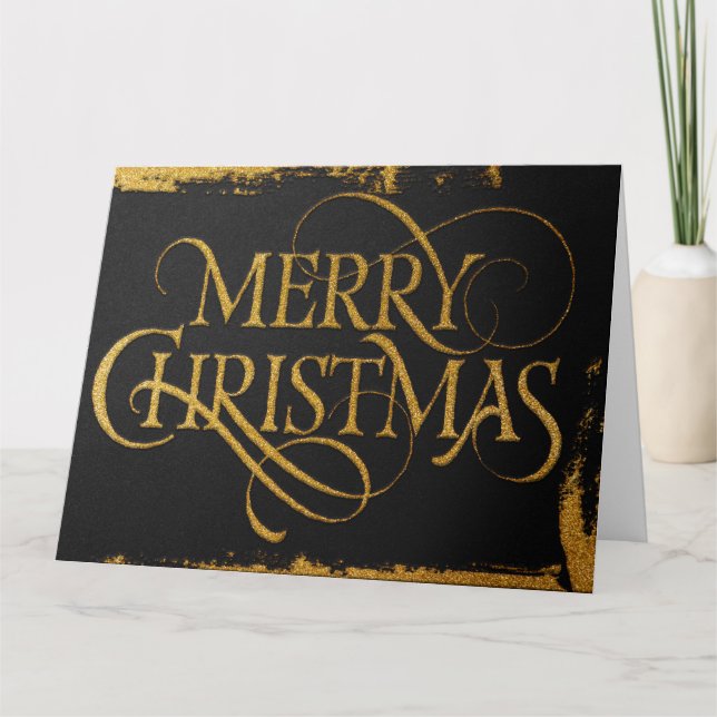 Tarjeta de Navidad de papel de oro de lujo | Glamo (Anverso)