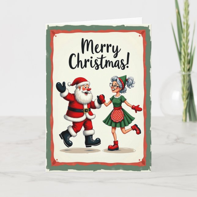 Tarjeta de Navidad de Pareja Alegre (Anverso)