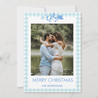 Tarjeta de Navidad de pareja con foto de cuadros a