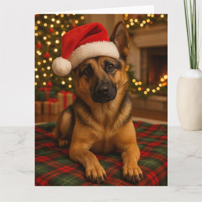 Tarjeta de Navidad de Pastor Alemán (Anverso)