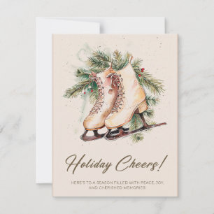 Tarjeta de Navidad de Patines de Hielo Nostálgicos
