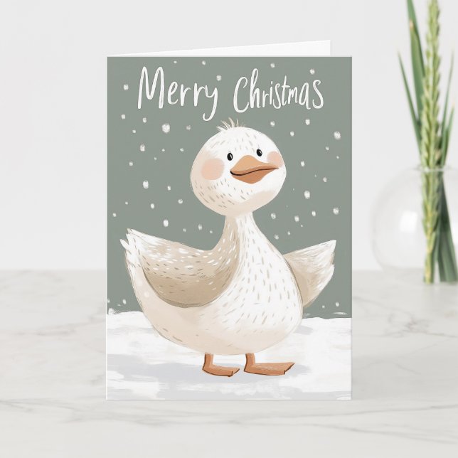 Tarjeta de Navidad de Pato Boho en la Nieve (Anverso)