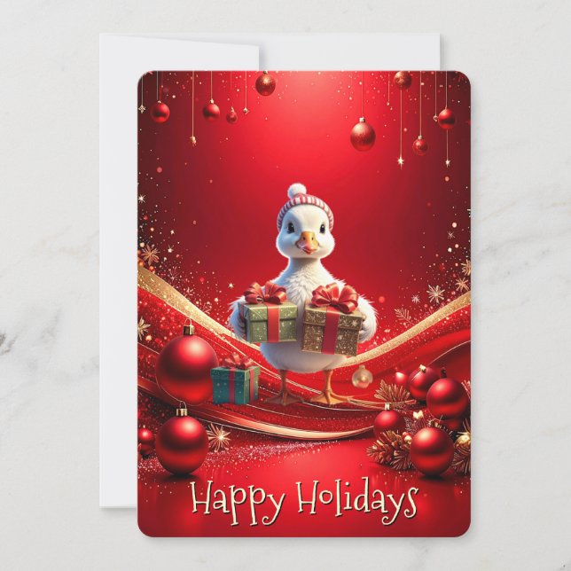 Tarjeta de Navidad de pato lindo de Navidad (Anverso)