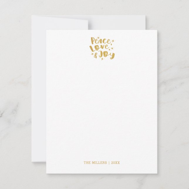 Tarjeta de Navidad de Paz Amor Alegría (Anverso)