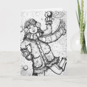 Tarjeta de Navidad de pelea de bolas de nieve sin