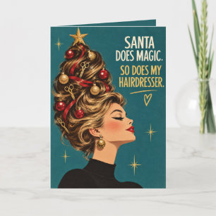 Tarjeta de Navidad de peluquería mágica de Papá No