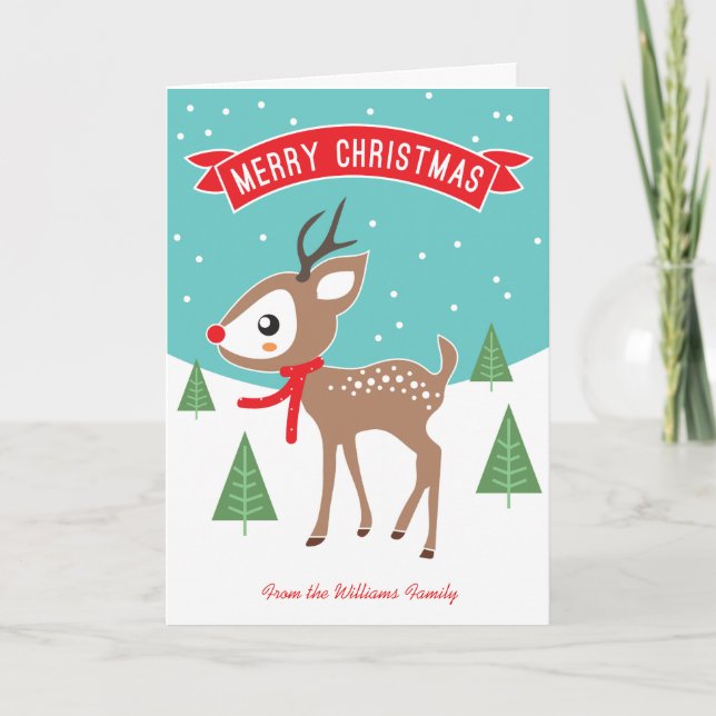 Tarjeta de Navidad de Pequeño Reno (Anverso)