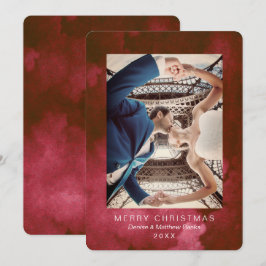 Tarjeta de Navidad de pera roja Quetzal acuarela