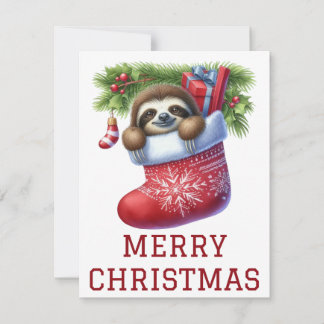 Tarjeta de Navidad de Perezoso Adorable