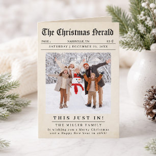 Tarjeta de Navidad de periódico antiguo resumen de