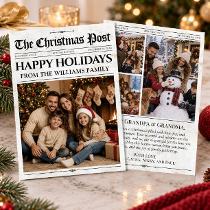 Tarjeta de Navidad de periódico personalizada, fot