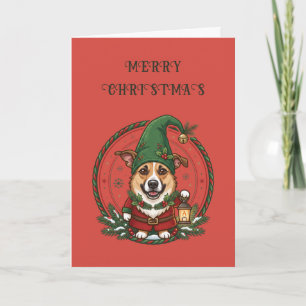 Tarjeta de Navidad de Perro Adorable