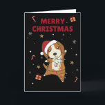 Tarjeta de Navidad de Perro Animales de Invierno B<br><div class="desc">El perro beagle en Navidad con luces de hadas. Animales divertidos con regalos y nieve para las fiestas. También divertido para Navidad en Julio. Los perros son animales lindos y son perfectos para Navidad.</div>