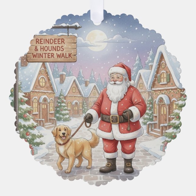 Tarjeta de Navidad de Perro Caminante Personalizad (Anverso)