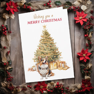 Tarjeta de Navidad de perro Corgi galés de Cardiga
