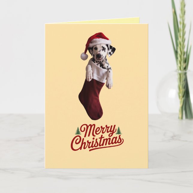 Tarjeta de Navidad de perro dálmata lindo (Anverso)