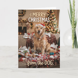 Tarjeta de Navidad de Perro de Agua Dorado Acogedo