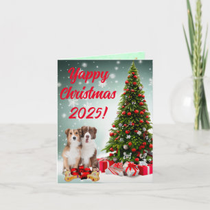 Tarjeta de navidad de perro de borde de color Yapp