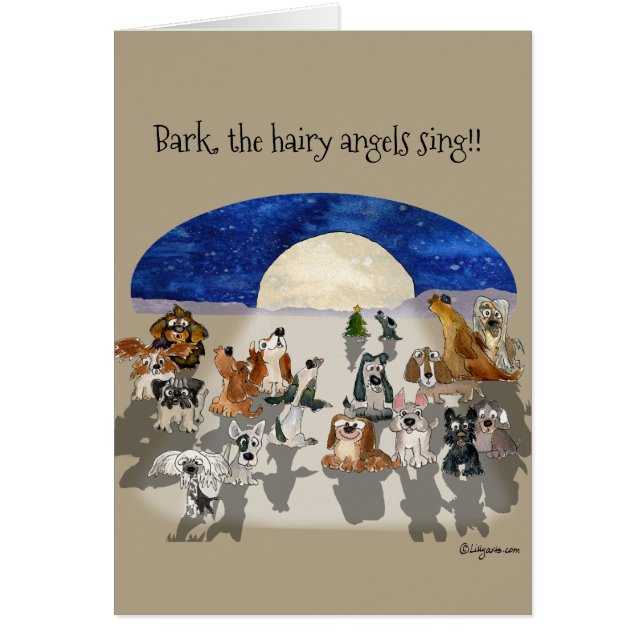 Tarjeta de Navidad de perro de dibujos animados (Frente)