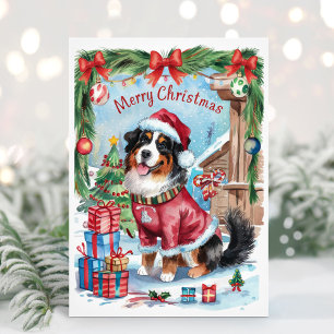 Tarjeta de Navidad de Perro de Montaña de Berna a 