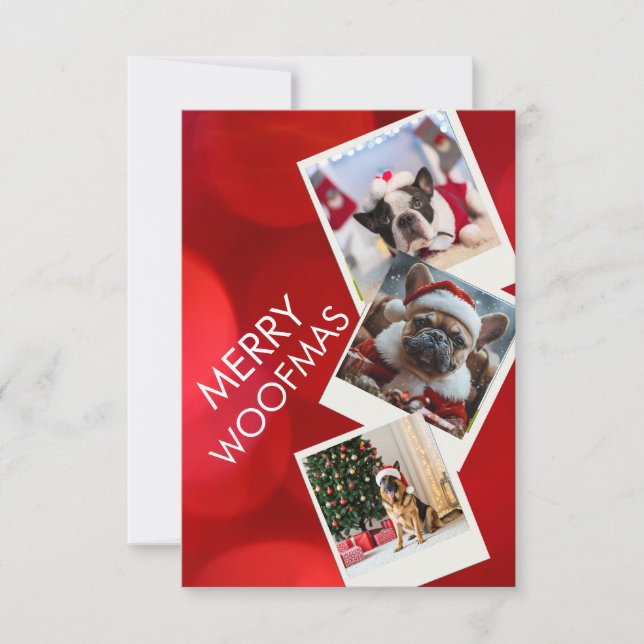 Tarjeta de Navidad de Perro de Múltiples Fotos Fel (Anverso)