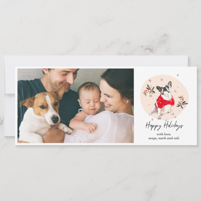 Tarjeta de Navidad de Perro Dibujado (Anverso)