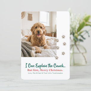 Tarjeta de Navidad de Perro Divertida con Letra a