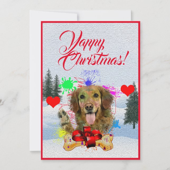 Tarjeta de navidad de perro divertida y divertida (Anverso)