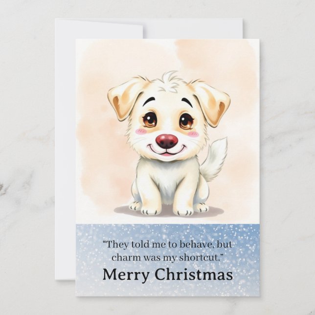 Tarjeta de Navidad de Perro Divertido y Lindo (Anverso)
